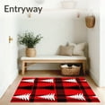 thumbnail image 3 of ODIKA 3'x5' Machine Washable Non-Slip Area Rug, Frosted Pine Tree Motif with Buffalo Plaid Background High Traffic Rug with Pad, Red, 622568, 3 of 8