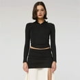 thumbnail image 4 of Sudadera Deportiva de Cuello Alto con Cremallera de un Cuarto para Mujer Negro S, 4 of 9