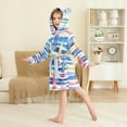 thumbnail image 4 of FORMRS Niños Bathrobe Unisex Hooded Robe Soft Plush Pajamas Sleepwear, Size 2-3T, Red Hand Drawn Sailboats, 4 of 7