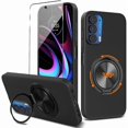 thumbnail image 1 of wonima11 for Motorola Moto Edge 2021 Case | Edge 5G UW Phone Case with Screen Protector, 360° Rotatable Ring Holder Kickstand/Stand Silicone Shockproof Protective Cover Case for Moto Edge 2021 - Black, 1 of 1