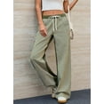 thumbnail image 5 of Women striped wide leg jeans with drawstring waist pocketed casual high waisted denim pants everyday fashion bottoms, 5 of 17