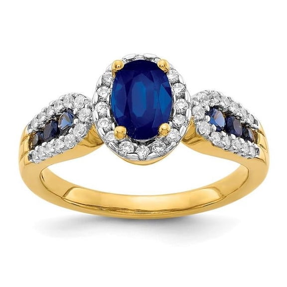 Primal Gold 14 Karat Yellow Gold Diamond and Sapphire Ring
