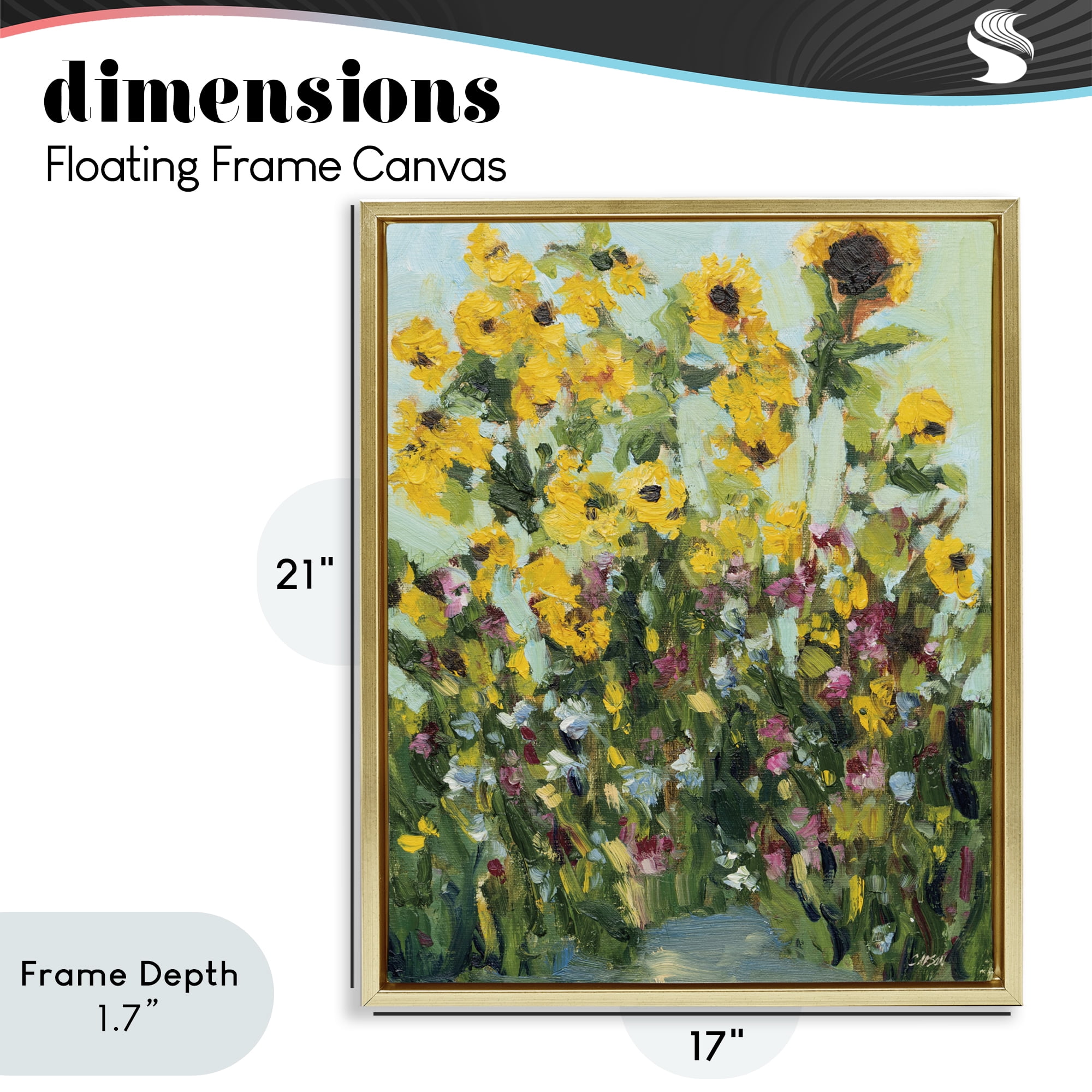 Stupell Industries Sunlit Sunflowers in Garden Gold Framed Floater Canvas Wall Art, design by Carson Overstreet