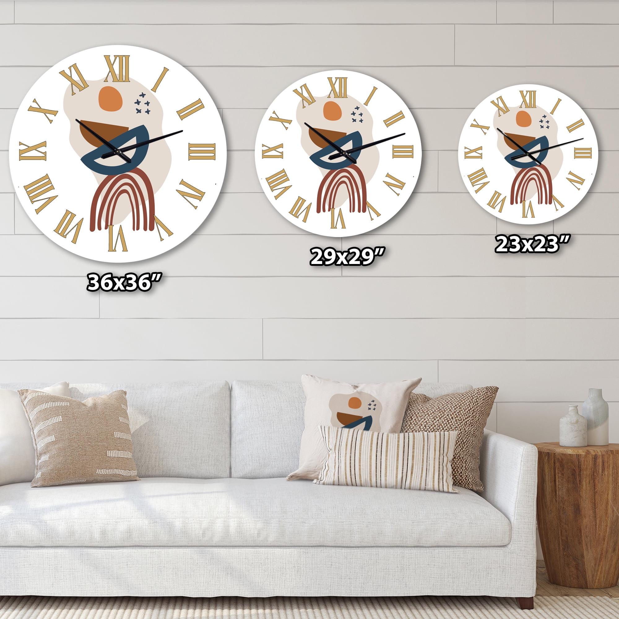 Designart 'Elementary Shapes In Terracotta Tones I' Modern Wall Clock
