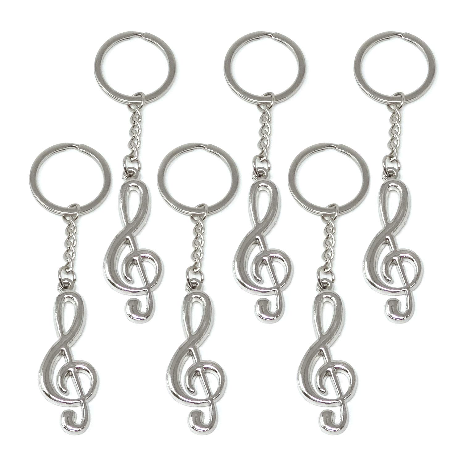 HONBAY 6PCS Metal Musical Note Music Symbol Key Rings Keyfob Keyrings