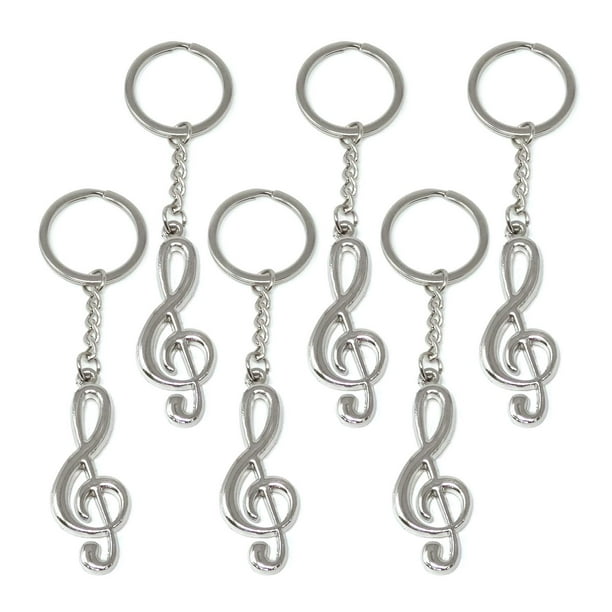 HONBAY 6PCS Metal Musical Note Music Symbol Key Rings Keyfob Keyrings