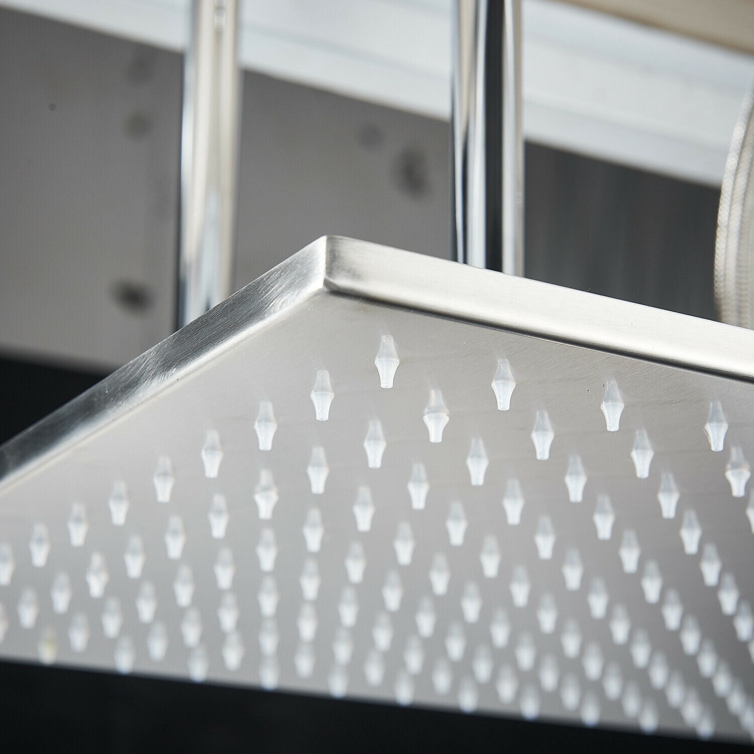 Ceil Mounted 32x16" Square Rain Shower Head LED High pressure Top Sprayer Brushed Nickel