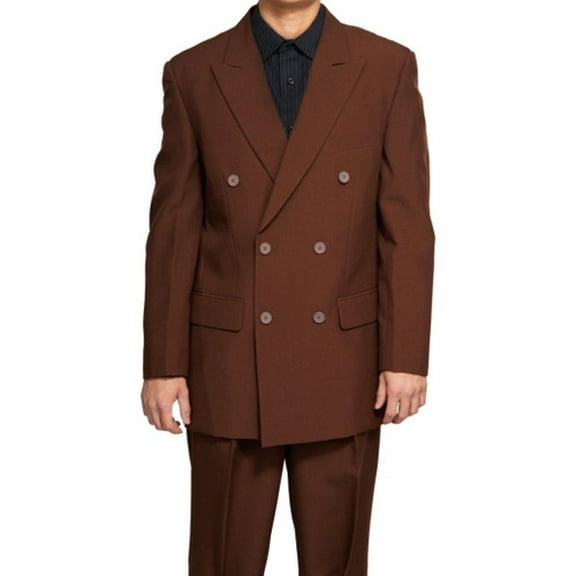 Mens Sharp Double-Breasted Dress Suit Brown Vinci DPP