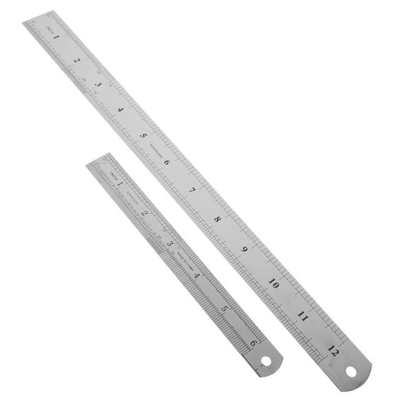 WHAMVOX  2 Pcs Small Metal Ruler Straight Board Art Functional Silver