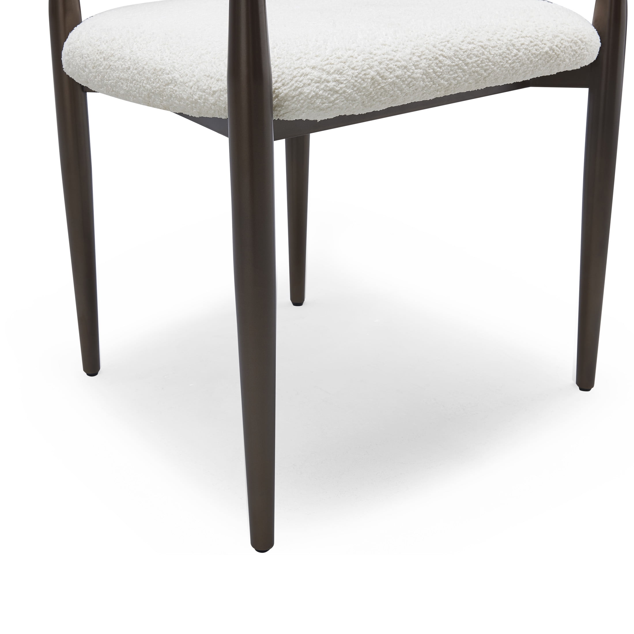 Modern Upholstered Dining Chairs with Toothpick Iron Frame, White+Gold, Set of 2