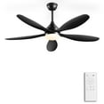 thumbnail image 2 of Ohniyou 52“ Farmhouse Ceiling Fan with Lights and Remote Control, 3CCT, Quiet Reversible DC Motor for Indoor Outdoor Bedroom Living Room Patio, Black, 2 of 12