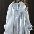 thumbnail image 4 of qucoqpe Womens Color Block Button Down Shirts Boyfriend Long Sleeve Oversized Blouses Tops, 4 of 4