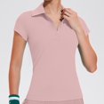 thumbnail image 3 of Women's Short Sleeve Golf Shirts Tennis Shirts Sport T-Shirts Workout Tops Business Casual V Neck Collared Shirt Tennis Work Tops, 3 of 6