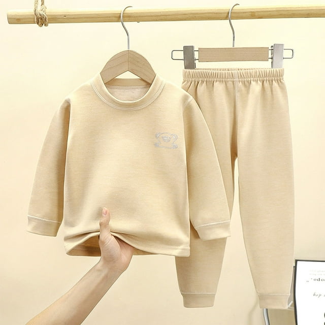 Weiqiqre Ensemble pour Enfants Confortable Mode Garçons Hauts Décontractés à Manches Longues Col Rond Bouton Pantalons Longs Unis Chandails en Molleton Sans Capuche Ensembles