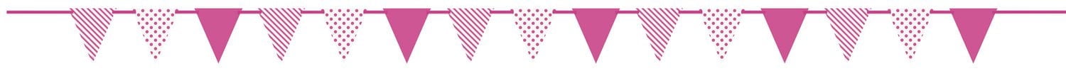 Hot Pink Dots & Stripes Paper Flag Banner, 12 ft, 1 Banner