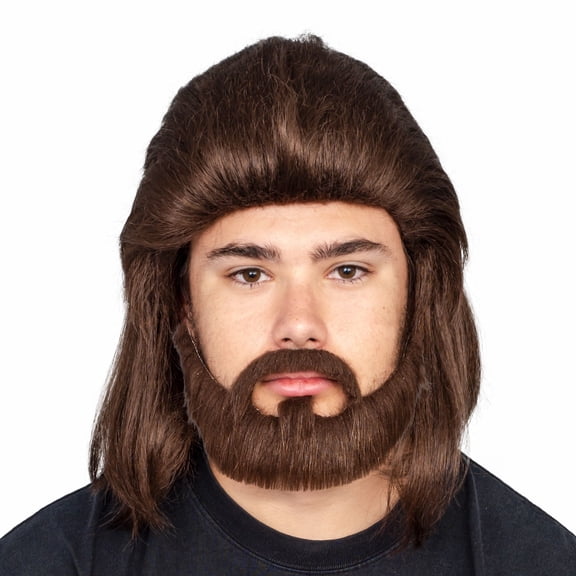 Adult Halloween Costume Accessory Deluxe Dark Wig and Beard Set