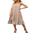 thumbnail image 2 of Robe Maxi Ample à Volants Sans Manches à Bretelles Épaisses Réglables pour Femmes avec Poches, 2 of 7