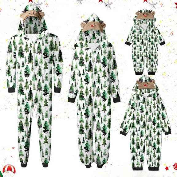 Odeerbi Christmas Onesie Pajamas for Family Holiday Sleep Jumpsuit Long Sleeve Family Christmas Pajamas Matching Sets Dad Fashion Lattice Print Plush Jumpsuit Sleepwear PJs Set Green