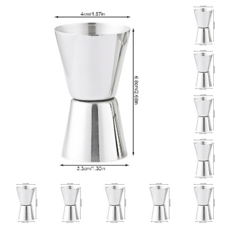 

Widealiff 10pcs Double Jigger for Cocktails 15/30ml Bar Measuring Cup Stainless Steel Mixed Drinks Measurer Stainless Steel Color