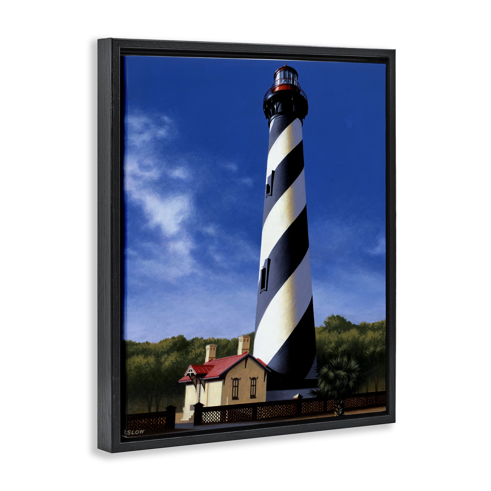 St. Augustine Lighthouse Black Framed Floater Canvas Wall Art, design by Wind River Studios