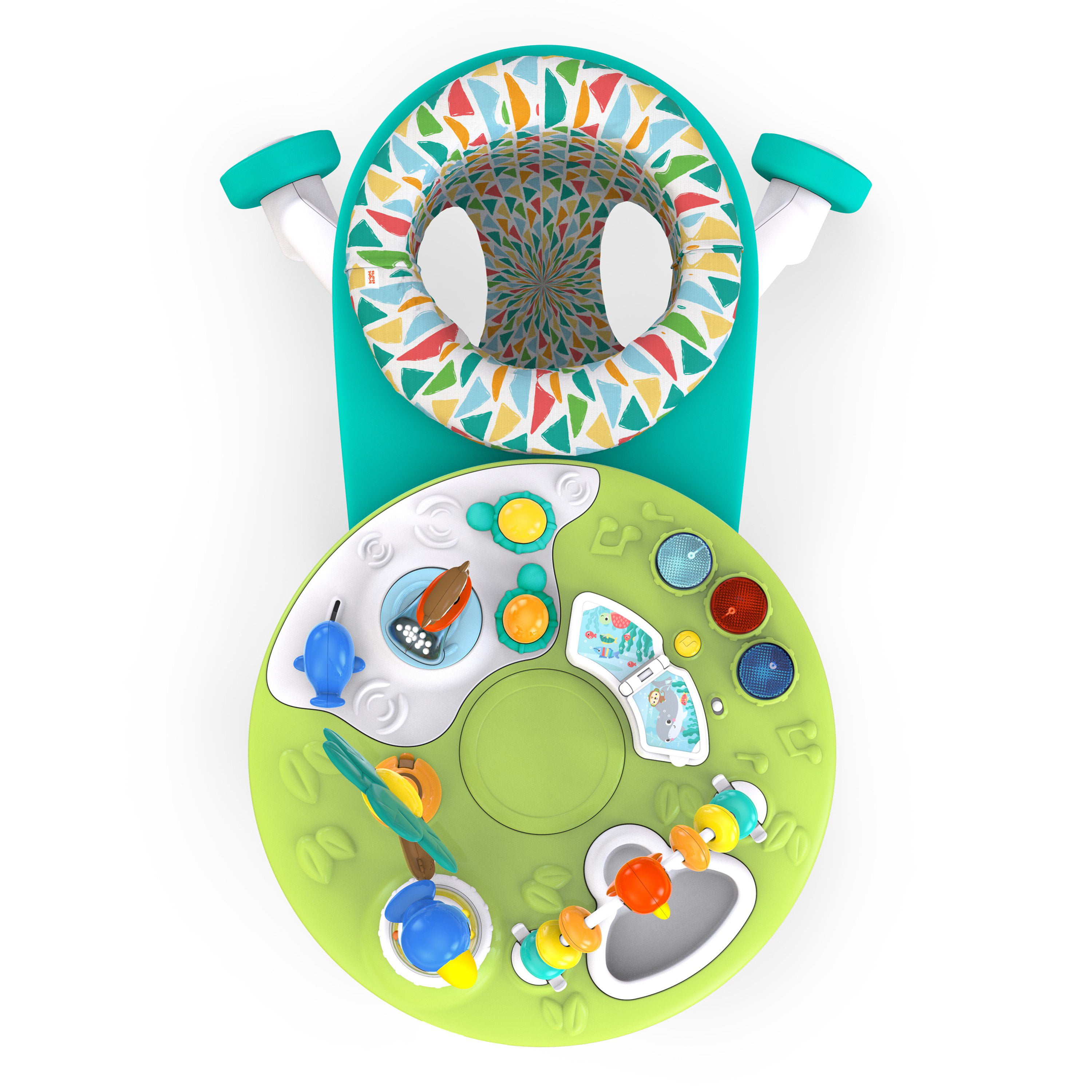 Bright Starts Around We Go 2-in-1 Walk-Around Baby Activity Center & Table,  Tropic Cool, Ages 6 Months+