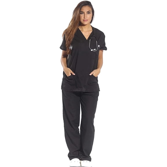 Women's Top and Pant Scrubs Set (V-Neck with Cargo Pant)