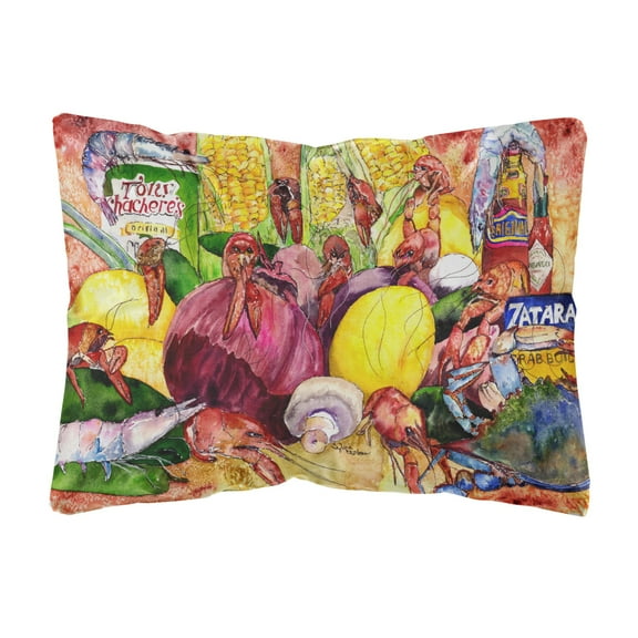 Carolines Treasures 8698PW1216 Crawfish with Spices and Corn Canvas Fabric Decorative Pillow, 12H x16W, multicolor