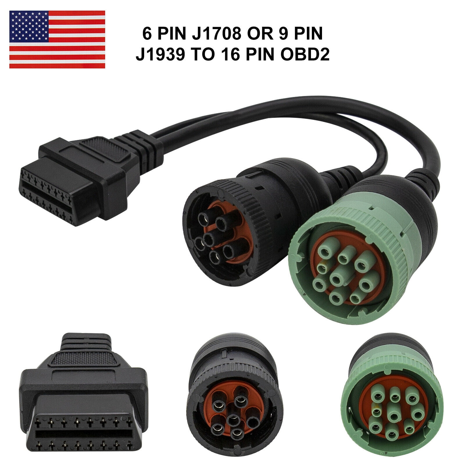 OBD2 Truck Cable OBDII 16Pin Female To 6pin J1708 9pin J1939 Splitter Y Diagnost - Foto 7