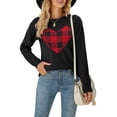 thumbnail image 1 of xiaxaixu Chandails à Carreaux pour Femmes Imprimé Cœur Manches Longues Col Rond Coupe Classique Pull Automne Hiver, 1 of 9