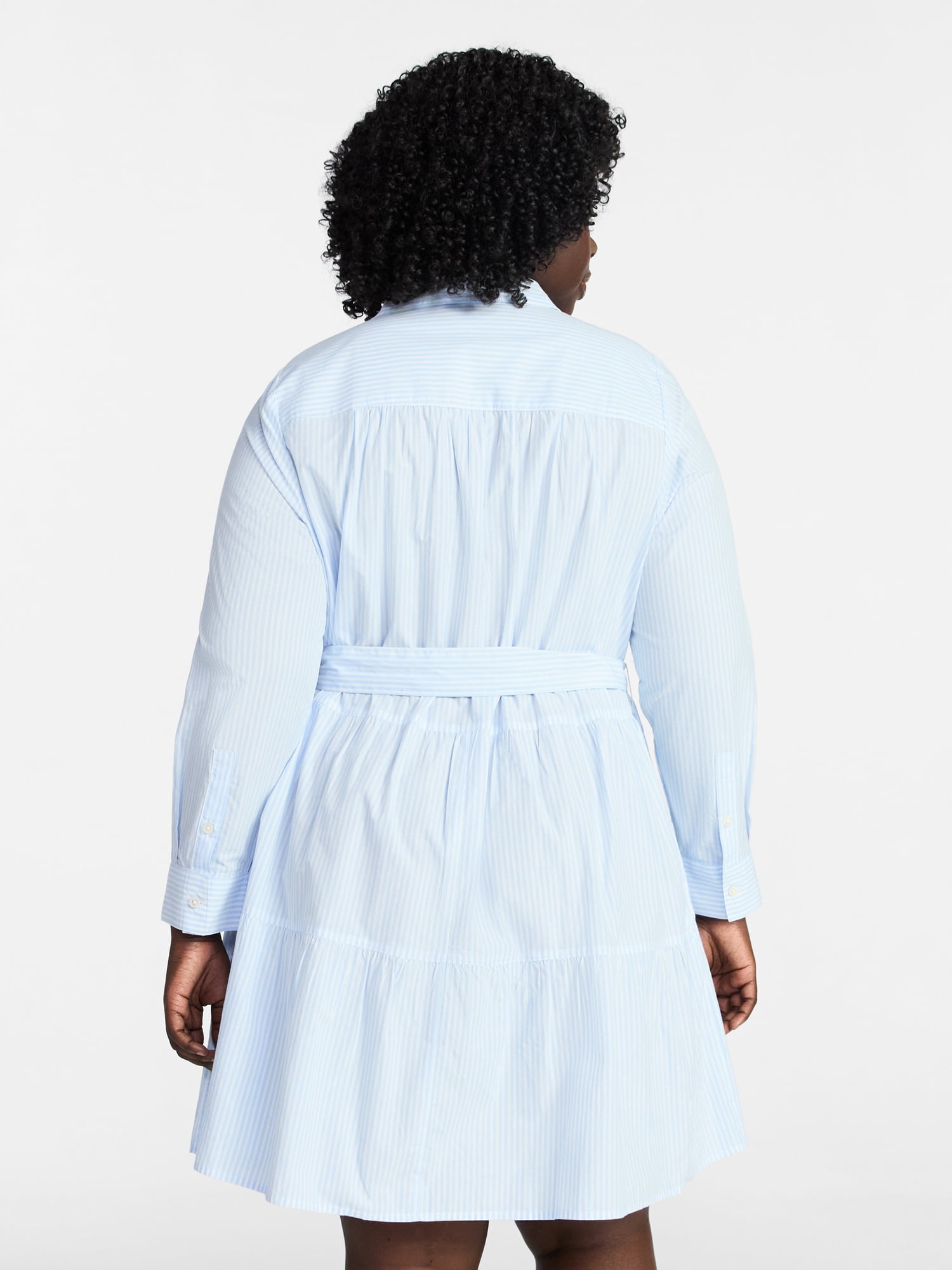 Terra & Sky Women's Plus Long Sleeve Tiered Shirt Dress, Sizes 0X-5X
