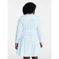 thumbnail image 3 of Terra & Sky Women's Plus Size Tiered Shirt Dress with Long Sleeves, Sizes 0X-5X, 3 of 5