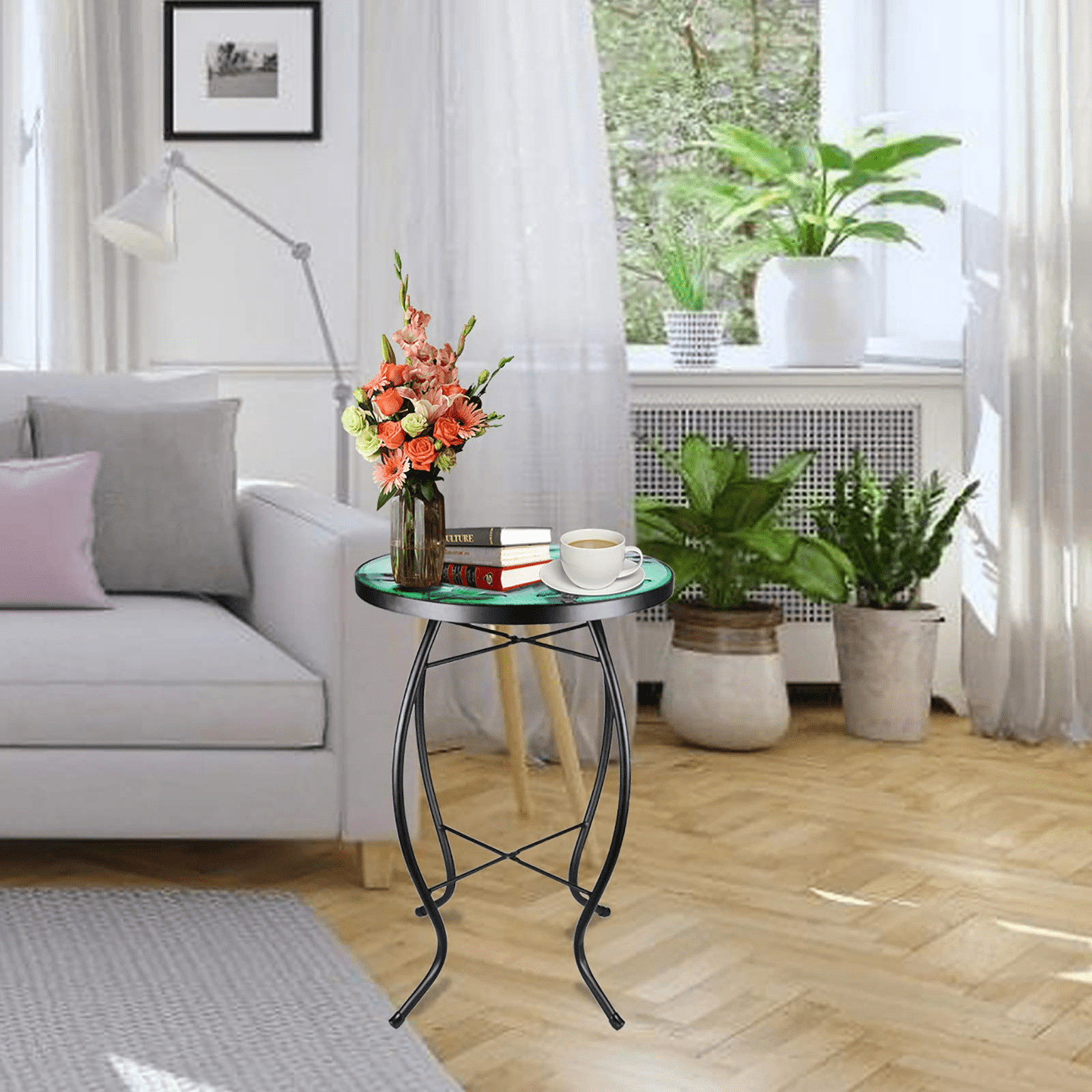 Buy Mosaic Patio Side Table Outdoor Accent Table Bistro Coffee Table