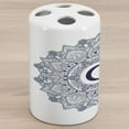 thumbnail image 1 of Moon Ceramic Toothbrush Holder, Eastern Design Celebration Vintage Circle Pattern, Decorative Versatile Countertop for Bathroom, 4.5" X 2.7", Dark Blue White Teal, 1 of 4