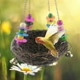 thumbnail image 7 of Visland Bird Nest, Natural Rattan Colorful Beads Bell Hanging Nest Roosting Bird House Cages Garden Window Outdoor Decoration for Parakeets Conures Macaws Parrots Love Birds Finches, 7 of 7