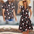 thumbnail image 2 of Garronmavis Santa Claus Matching Outfits for Couples Christmas Candy Canes Husban and Wife Clothing Men's Button Down Shirt Size L Hawaiian Tops and Womens Short Sleeve Beach Dress, 2 of 6