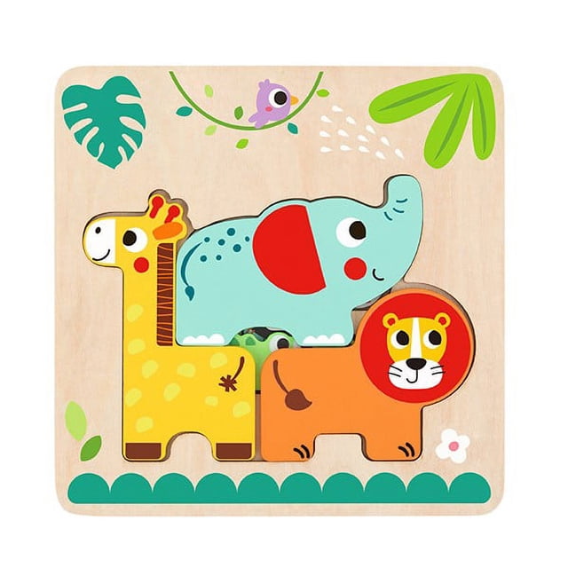 TOOKYLAND Multi Layered Animal Puzzle - 7pcs - 3D Wooden Puzzle Early Education Toy, Ages 12m+