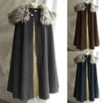 thumbnail image 4 of Odeerbi Cloak With Hood 2025 Fashion Solid Retro Steampunk Cape Woolen Plush Collar Coat Navy, 4 of 4