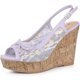 thumbnail image 1 of Sandalias De Cuña Tacones De Plataforma De Madera Lazo De Encaje Para Mujeres Morado 41, 1 of 6