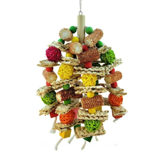 Juguetes Grandes Loros de Mástica Juguetes Color Jaula de Madera de Madera Juguete Nueces de Maíz Juguete Natural Para Guacamátricos Grises Africanos y Otras Aves Grandes