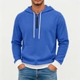 thumbnail image 5 of Fanshiluo Men's Waffle Quarter Zip Long Sleeve Pullover Hoodie,Contrast Color Hem Kangaroo Pocket Loose Fit Tops,L,Big and Tall Men, 5 of 5