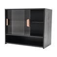 thumbnail image 6 of 3 Tier Kitchen Pantry Storage Cabinet Small Kitchen Cabinet with Countertop Counter Cabinet with 2 Glass Sliding Door Bamboo Countertop Storage Cabinet for KIT, Living Room (Black), 6 of 17