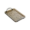 thumbnail image 1 of Bandeja rectangular para servir, para vasos de agua y joyas, para tocador de baño. Borde plateado gris., 1 of 9