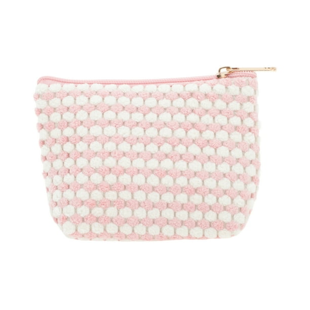 Bolsas de maquillaje de triángulo con puntos amigables para viajar, 1 Pc, color rosa, terciopelo
