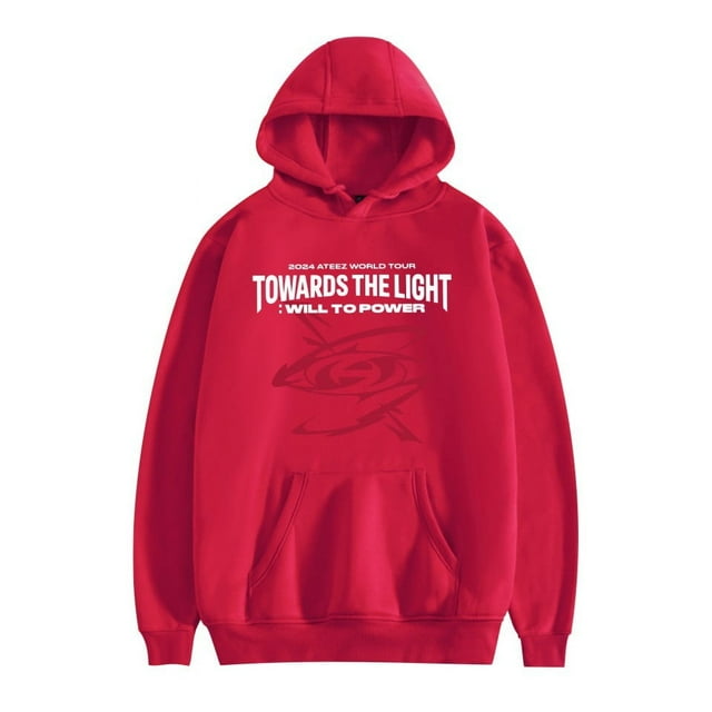 ATEEZ Double Sided Pattern Comfort Hoodies For Unisex Tracksuit Pullover Fans,XL,Red