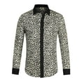 thumbnail image 1 of INSPIRE CHIC Men's Vintage Leopard Printed Button Down Long Sleeve Cotton Shirt S Blacks Leopard, 1 of 6