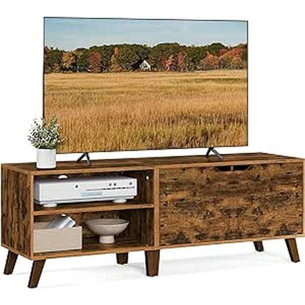 VASAGLE Mueble de TV de 2 Puertas, Soporte de TV con Estantes Ajustables, para Televisores de 65 Pulgadas, para Salón, Comedor, Dormitorio, Marrón Rústico