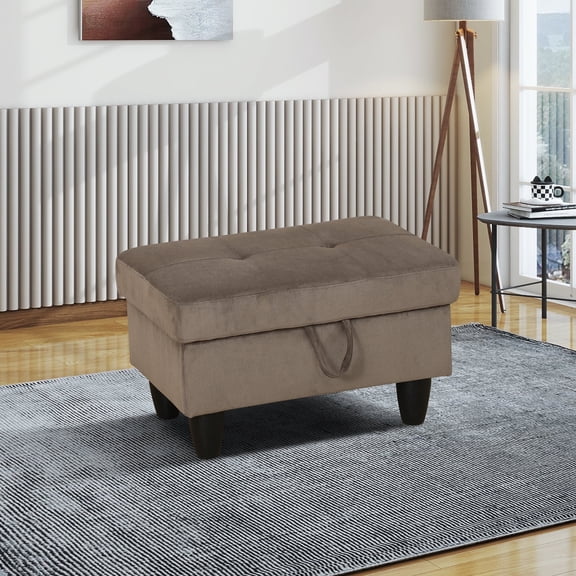 Brown Pineapple Velvet Storage Ottoman for Living Room Sofa