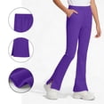 thumbnail image 1 of Pantalones de yoga acampanados de color liso para niñas, con bolsillos y cintura elástica, de poliéster, tallas medianas y grandes., 1 of 9