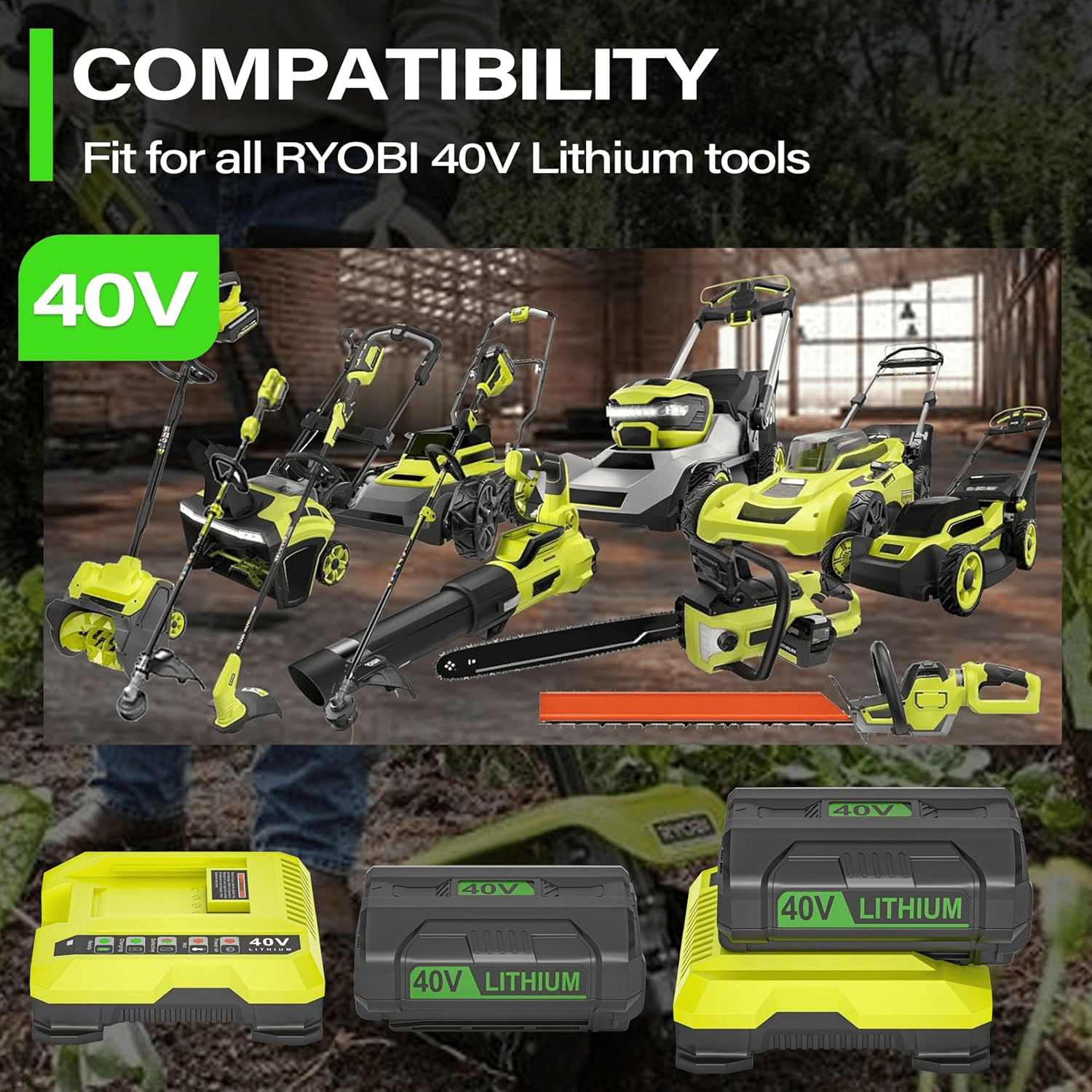6.0Ah 40V Battery fit for Ryobi 40-Volt Battery Power Tools Replacement Compatible with Ryobi 40V Battery OP40601 OP40602 OP4050 OP40501 OP4040 OP40401 OP4030 OP40301 OP4026