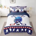 thumbnail image 2 of Manfei Ice Hockey Boy Twin Bedding Sets 7-Piece, Teens Sports Theme Bedding Comforter Set, Geometric Honeycomb Sheet Sets, Ultra Soft Room Decor, 2 of 8